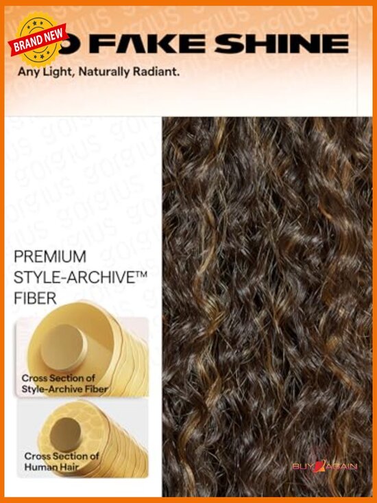 Curly Brown Highlight Lace Front Wig Glueless Pre Plucked Synthetic Hair 20 Inch main image 5